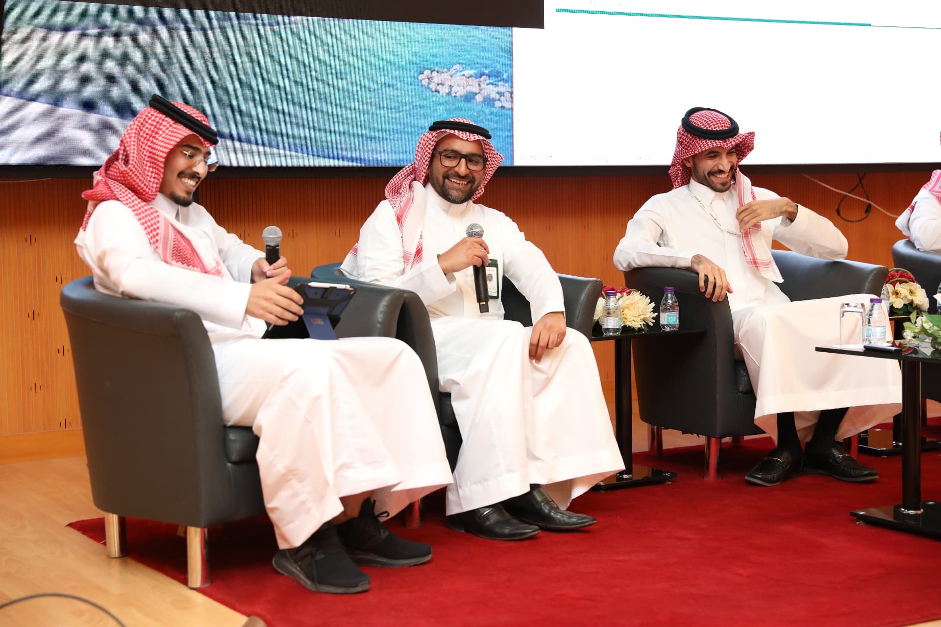 Panel guests in conversation during EMC’s Ma’aden university event.